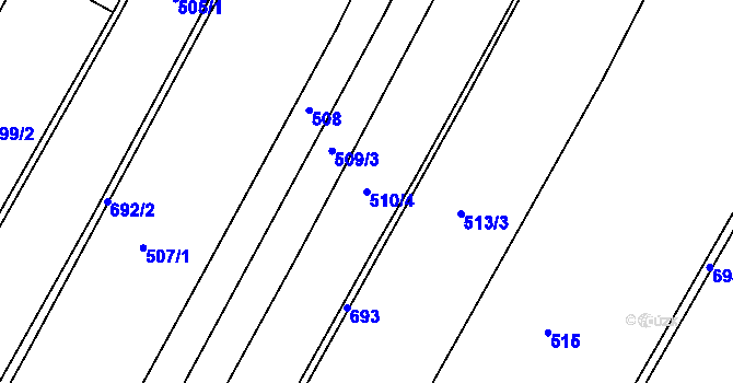 Parcela st. 510/4 v KÚ Slatiňany, Katastrální mapa