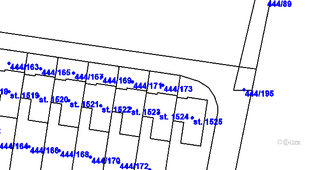 Parcela st. 444/173 v KÚ Slatiňany, Katastrální mapa