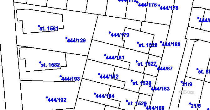 Parcela st. 444/181 v KÚ Slatiňany, Katastrální mapa