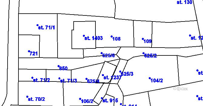 Parcela st. 625/6 v KÚ Slatiňany, Katastrální mapa