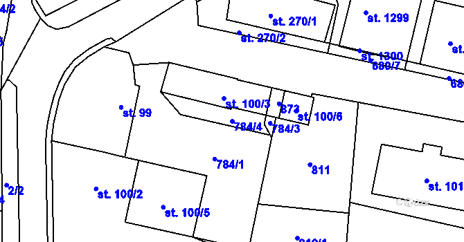 Parcela st. 784/4 v KÚ Slatiňany, Katastrální mapa