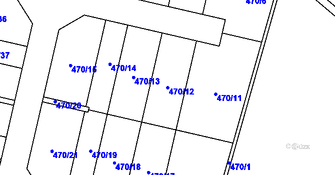 Parcela st. 470/12 v KÚ Slatiňany, Katastrální mapa