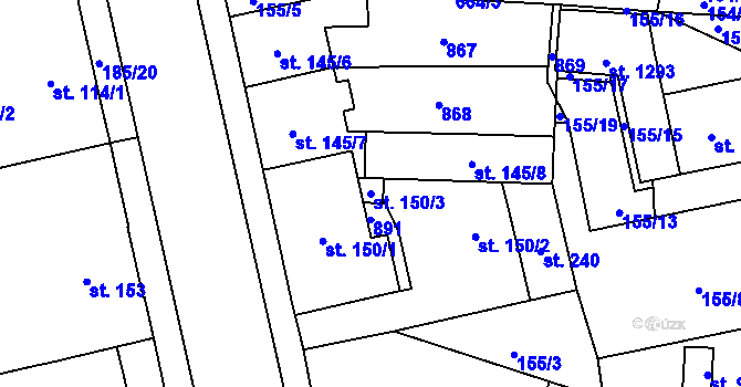 Parcela st. 150/3 v KÚ Slatiňany, Katastrální mapa