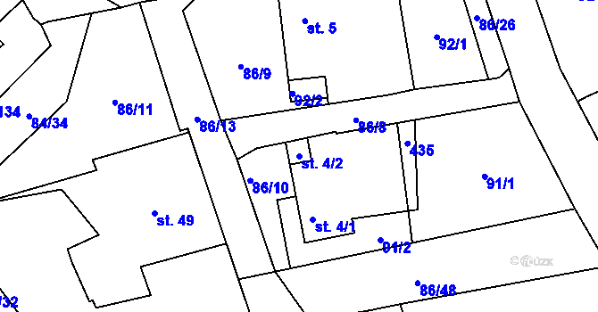 Parcela st. 4/2 v KÚ Škrovád, Katastrální mapa