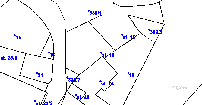 Parcela st. 15 v KÚ Škrovád, Katastrální mapa