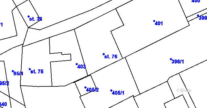 Parcela st. 76 v KÚ Škrovád, Katastrální mapa
