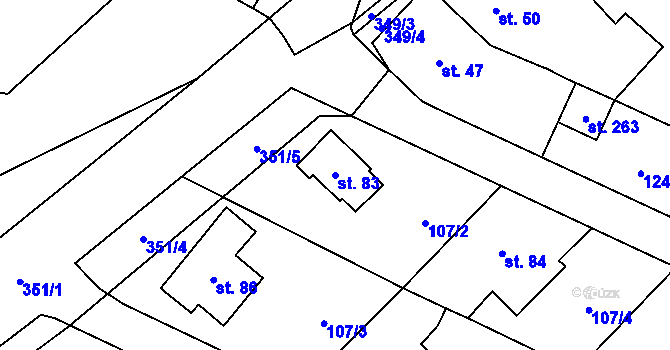 Parcela st. 83 v KÚ Škrovád, Katastrální mapa
