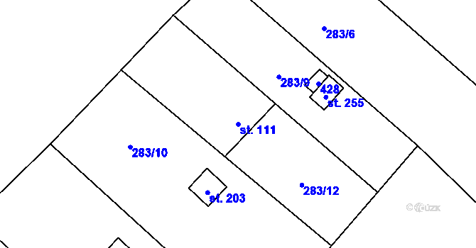 Parcela st. 111 v KÚ Škrovád, Katastrální mapa