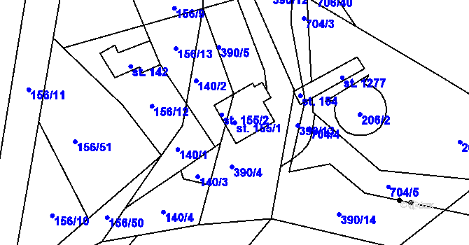 Parcela st. 155/1 v KÚ Škrovád, Katastrální mapa
