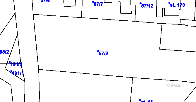 Parcela st. 57/2 v KÚ Škrovád, Katastrální mapa