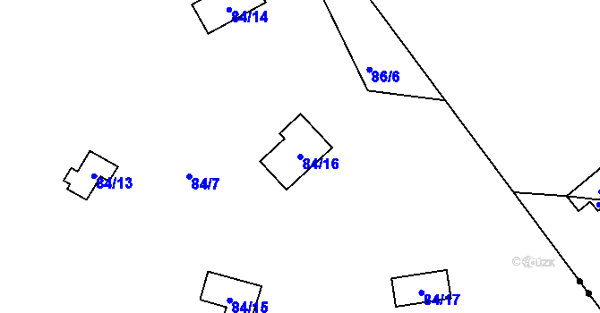 Parcela st. 84/16 v KÚ Škrovád, Katastrální mapa