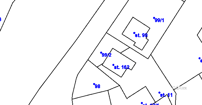 Parcela st. 99/2 v KÚ Škrovád, Katastrální mapa