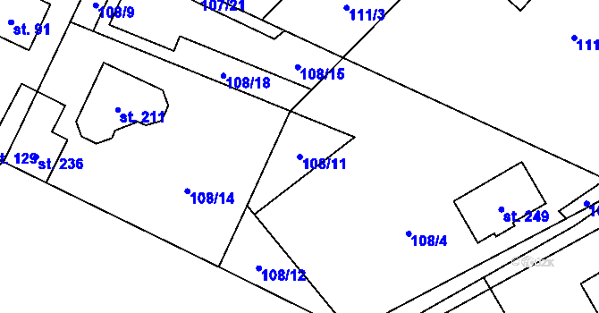 Parcela st. 108/11 v KÚ Škrovád, Katastrální mapa