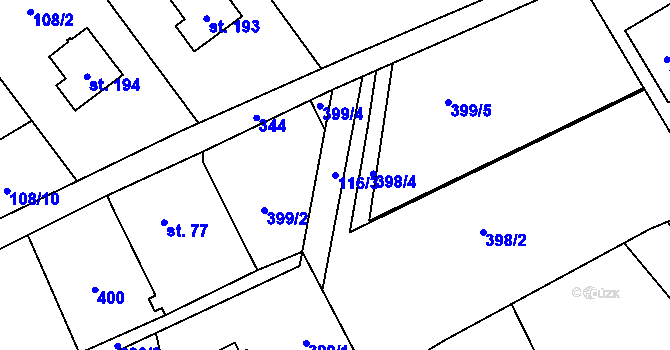 Parcela st. 116/3 v KÚ Škrovád, Katastrální mapa
