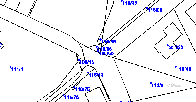 Parcela st. 116/60 v KÚ Škrovád, Katastrální mapa