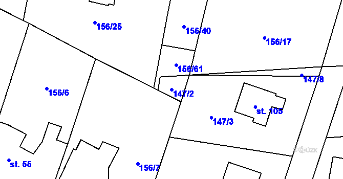 Parcela st. 147/2 v KÚ Škrovád, Katastrální mapa