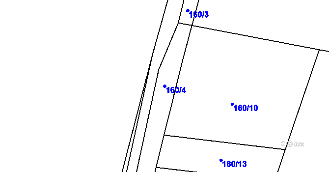 Parcela st. 160/4 v KÚ Škrovád, Katastrální mapa