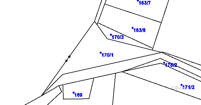 Parcela st. 170/1 v KÚ Škrovád, Katastrální mapa