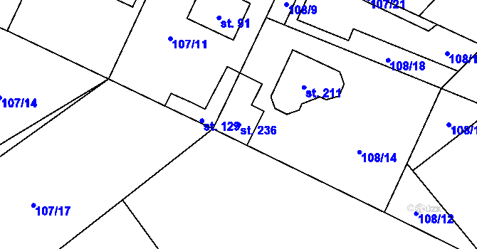 Parcela st. 236 v KÚ Škrovád, Katastrální mapa