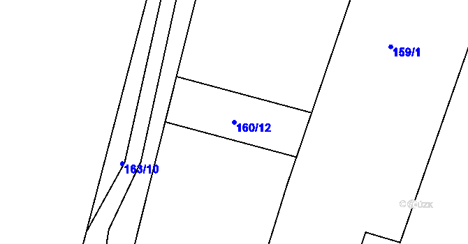 Parcela st. 160/12 v KÚ Škrovád, Katastrální mapa