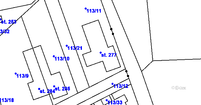 Parcela st. 277 v KÚ Škrovád, Katastrální mapa