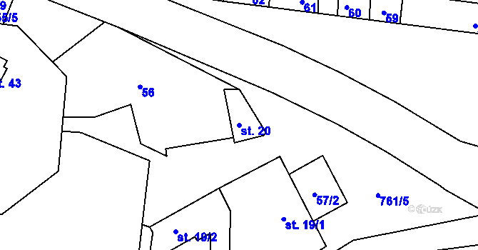 Parcela st. 20 v KÚ Slatinice na Hané, Katastrální mapa