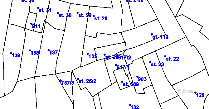 Parcela st. 26 v KÚ Slatinice na Hané, Katastrální mapa