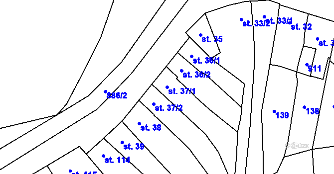 Parcela st. 37/1 v KÚ Slatinice na Hané, Katastrální mapa