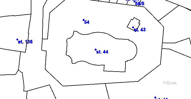 Parcela st. 44 v KÚ Slatinice na Hané, Katastrální mapa