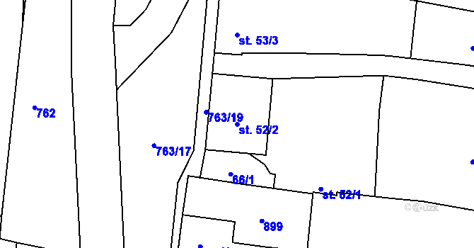 Parcela st. 52/2 v KÚ Slatinice na Hané, Katastrální mapa