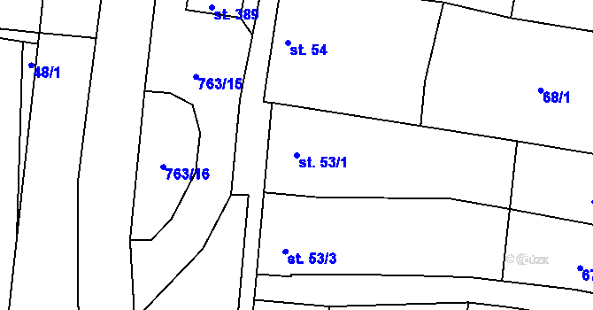 Parcela st. 53/1 v KÚ Slatinice na Hané, Katastrální mapa