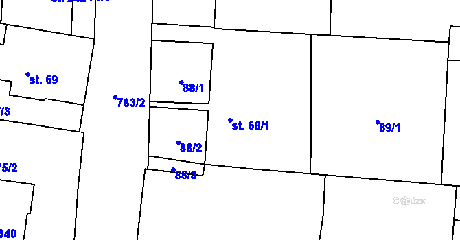 Parcela st. 68/1 v KÚ Slatinice na Hané, Katastrální mapa