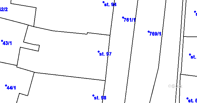 Parcela st. 97 v KÚ Slatinice na Hané, Katastrální mapa