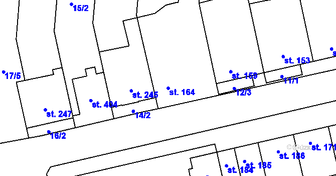 Parcela st. 164 v KÚ Slatinice na Hané, Katastrální mapa