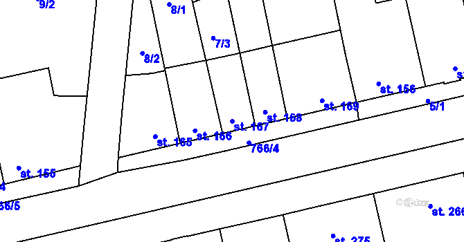 Parcela st. 167 v KÚ Slatinice na Hané, Katastrální mapa