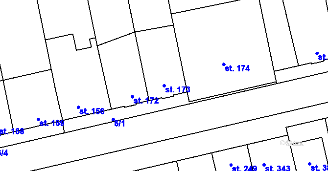 Parcela st. 173 v KÚ Slatinice na Hané, Katastrální mapa