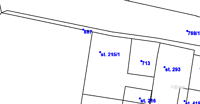 Parcela st. 215/1 v KÚ Slatinice na Hané, Katastrální mapa