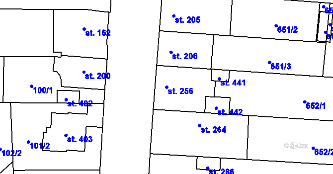 Parcela st. 256 v KÚ Slatinice na Hané, Katastrální mapa