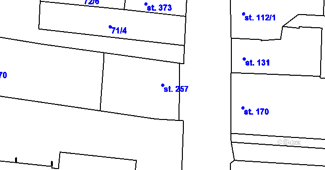 Parcela st. 257 v KÚ Slatinice na Hané, Katastrální mapa