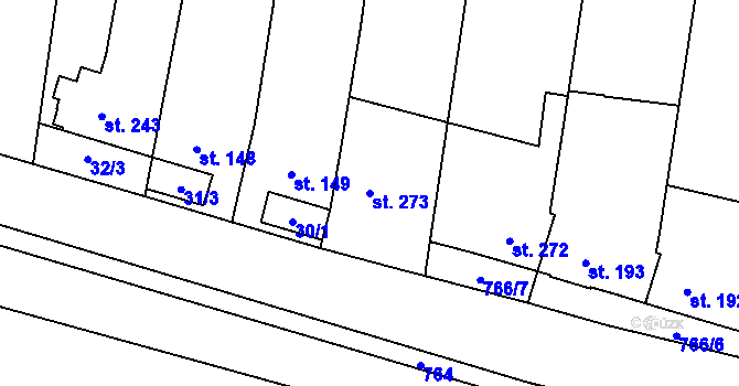 Parcela st. 273 v KÚ Slatinice na Hané, Katastrální mapa