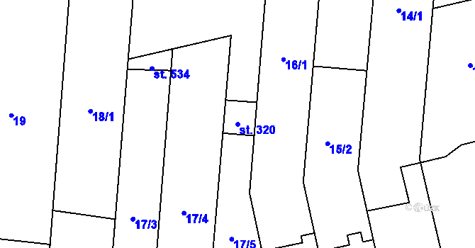 Parcela st. 320 v KÚ Slatinice na Hané, Katastrální mapa