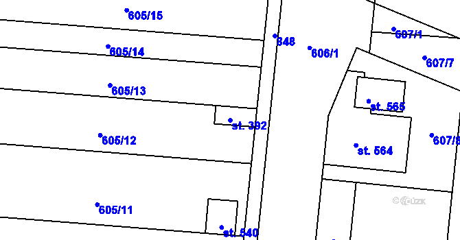 Parcela st. 392 v KÚ Slatinice na Hané, Katastrální mapa