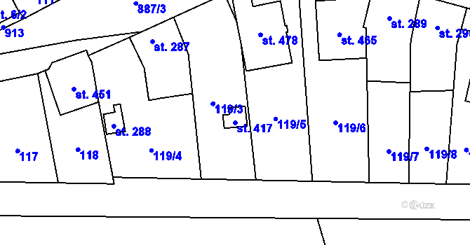 Parcela st. 417 v KÚ Slatinice na Hané, Katastrální mapa