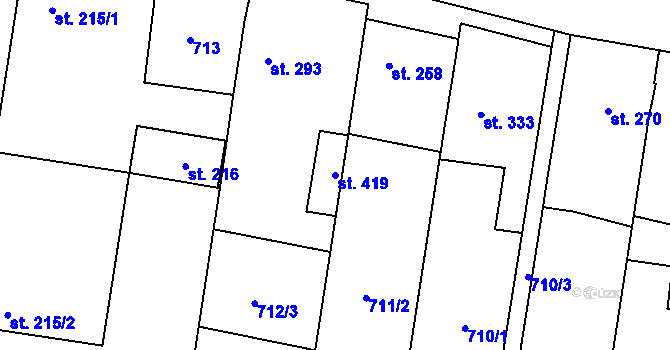 Parcela st. 419 v KÚ Slatinice na Hané, Katastrální mapa