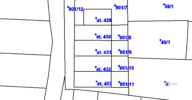 Parcela st. 431 v KÚ Slatinice na Hané, Katastrální mapa