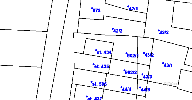 Parcela st. 434 v KÚ Slatinice na Hané, Katastrální mapa