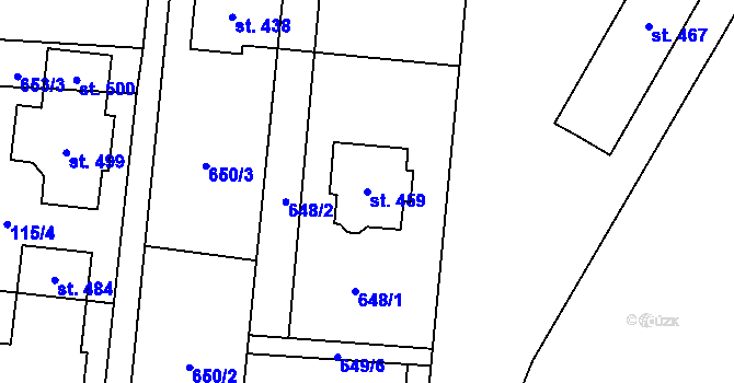Parcela st. 459 v KÚ Slatinice na Hané, Katastrální mapa
