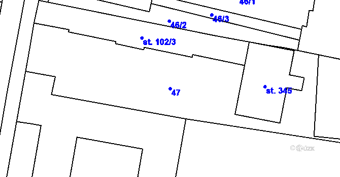 Parcela st. 47 v KÚ Slatinice na Hané, Katastrální mapa