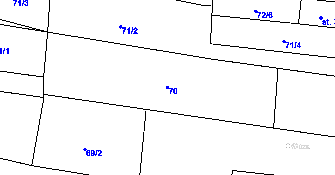 Parcela st. 70 v KÚ Slatinice na Hané, Katastrální mapa