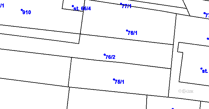 Parcela st. 76/2 v KÚ Slatinice na Hané, Katastrální mapa